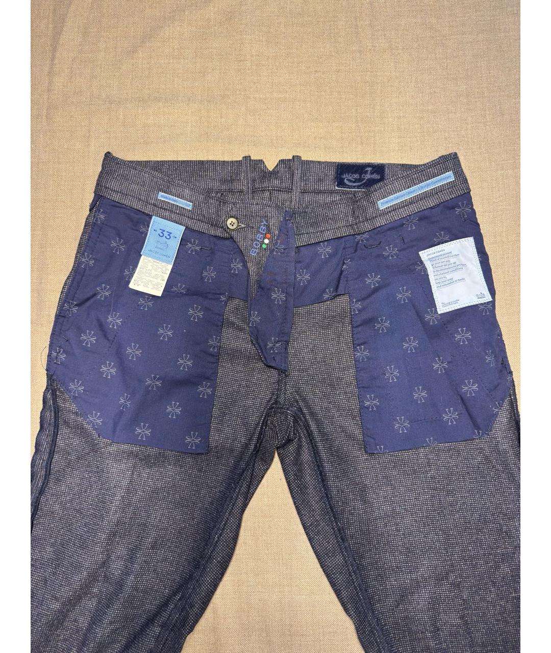 JACOB COHEN Темно-синие шерстяные повседневные брюки, фото 3