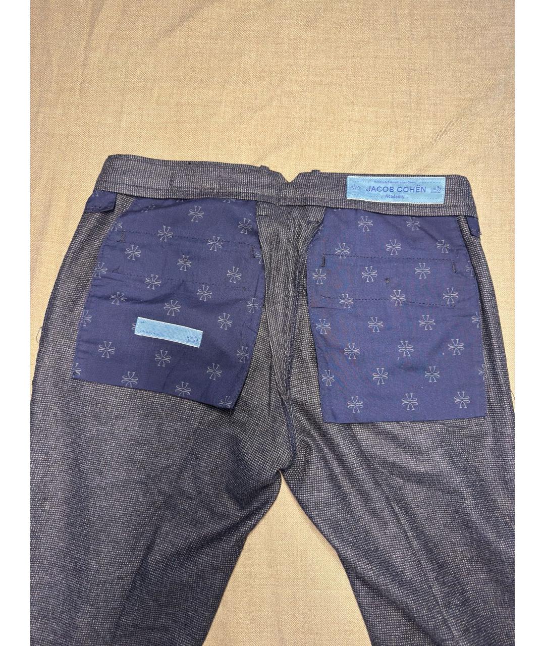 JACOB COHEN Темно-синие шерстяные повседневные брюки, фото 4