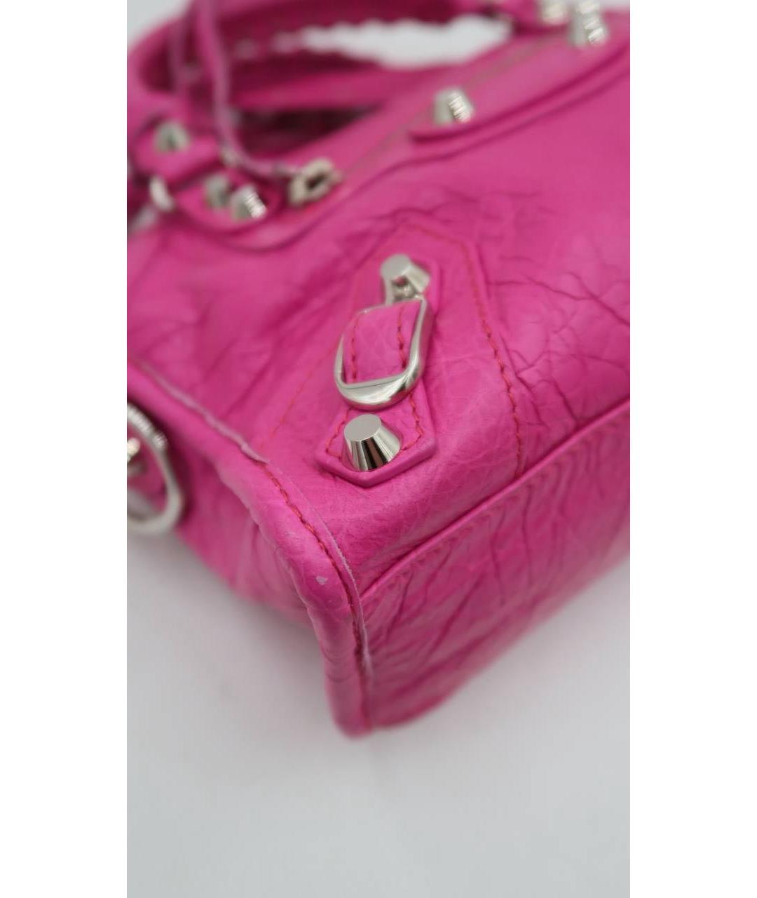 BALENCIAGA Фуксия кожаная сумка через плечо, фото 7