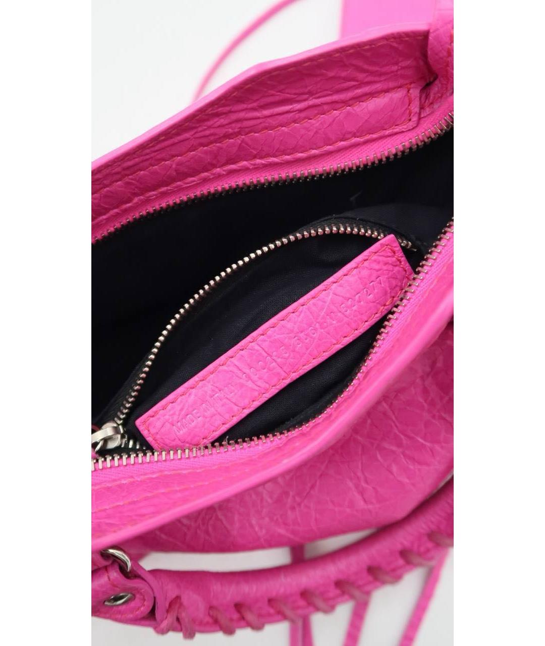 BALENCIAGA Фуксия кожаная сумка через плечо, фото 4