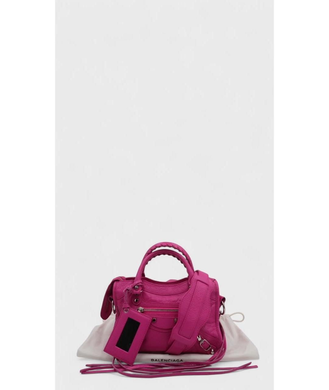 BALENCIAGA Фуксия кожаная сумка через плечо, фото 9