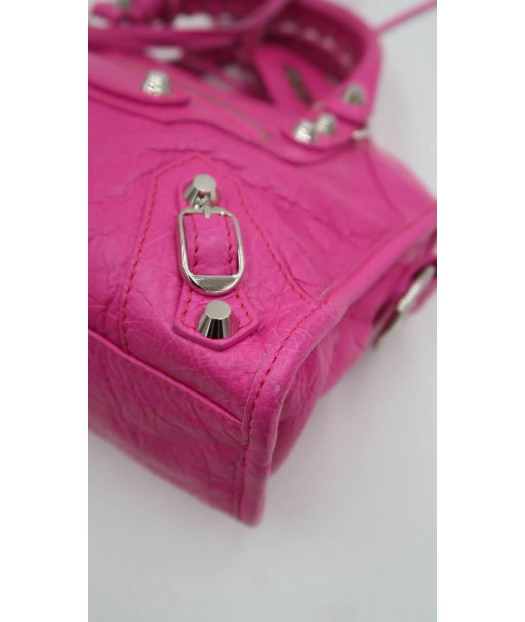 BALENCIAGA Фуксия кожаная сумка через плечо, фото 6