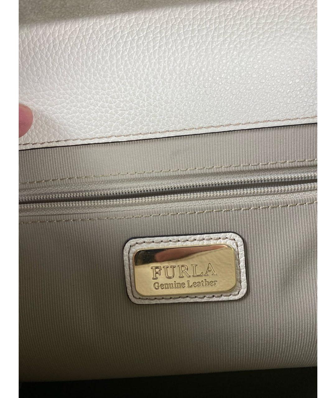 FURLA Белая кожаная сумка с короткими ручками, фото 7