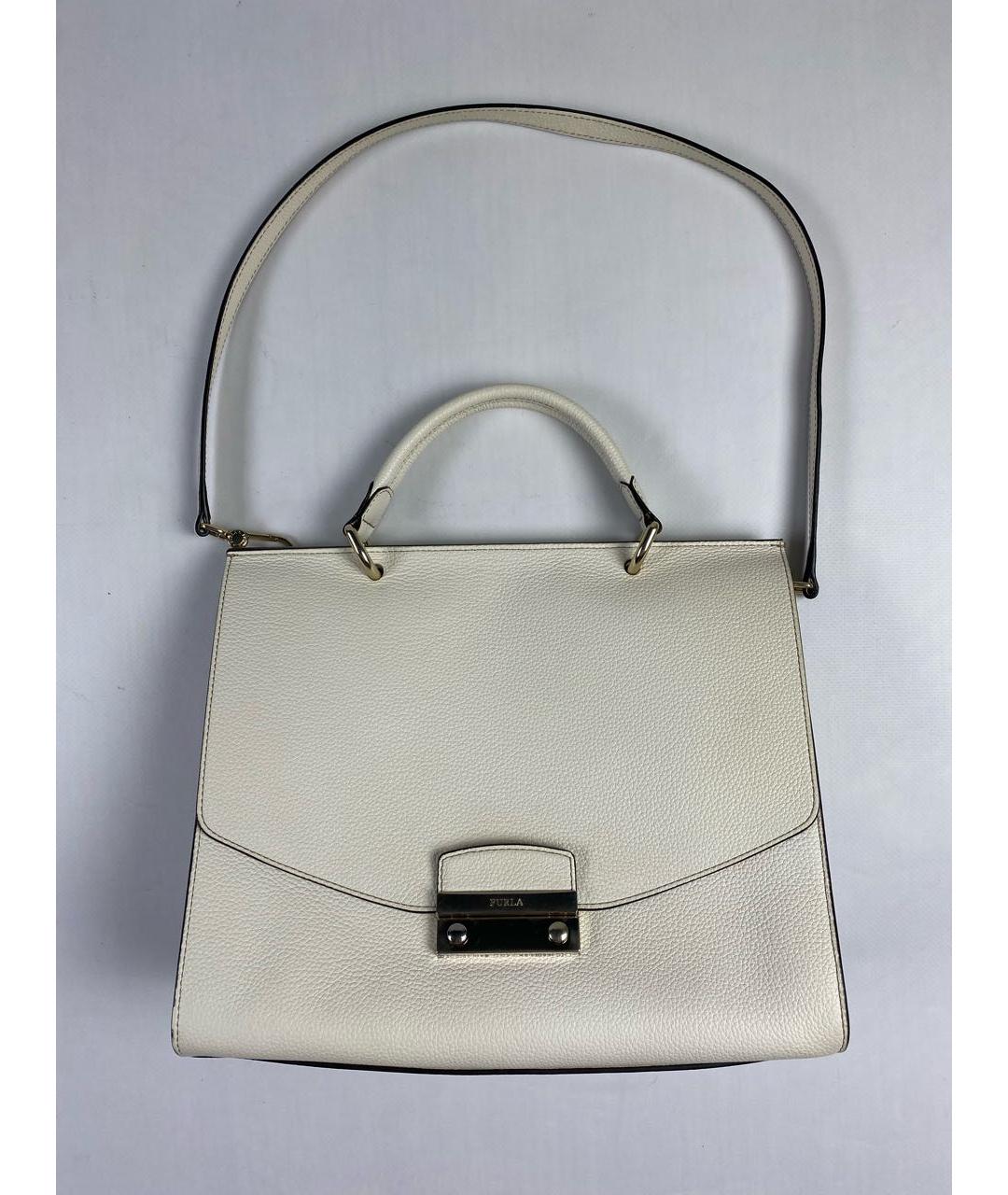 FURLA Белая кожаная сумка с короткими ручками, фото 9