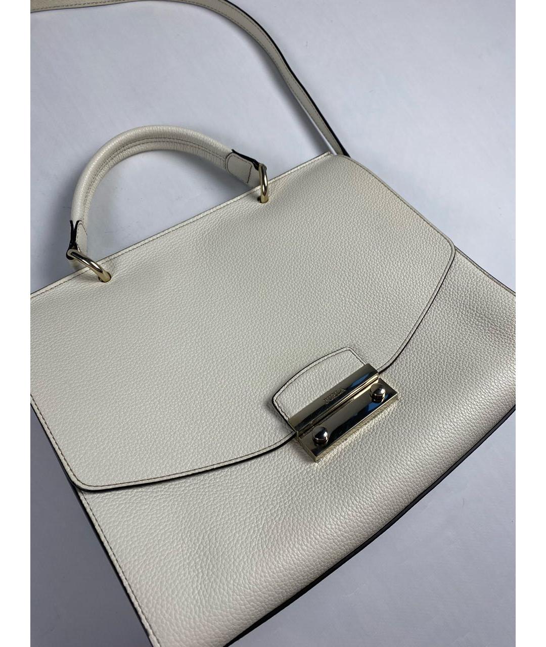 FURLA Белая кожаная сумка с короткими ручками, фото 5