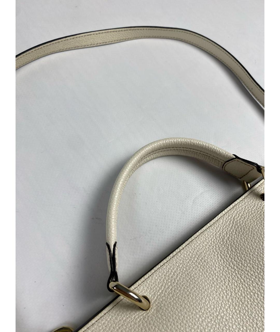 FURLA Белая кожаная сумка с короткими ручками, фото 8