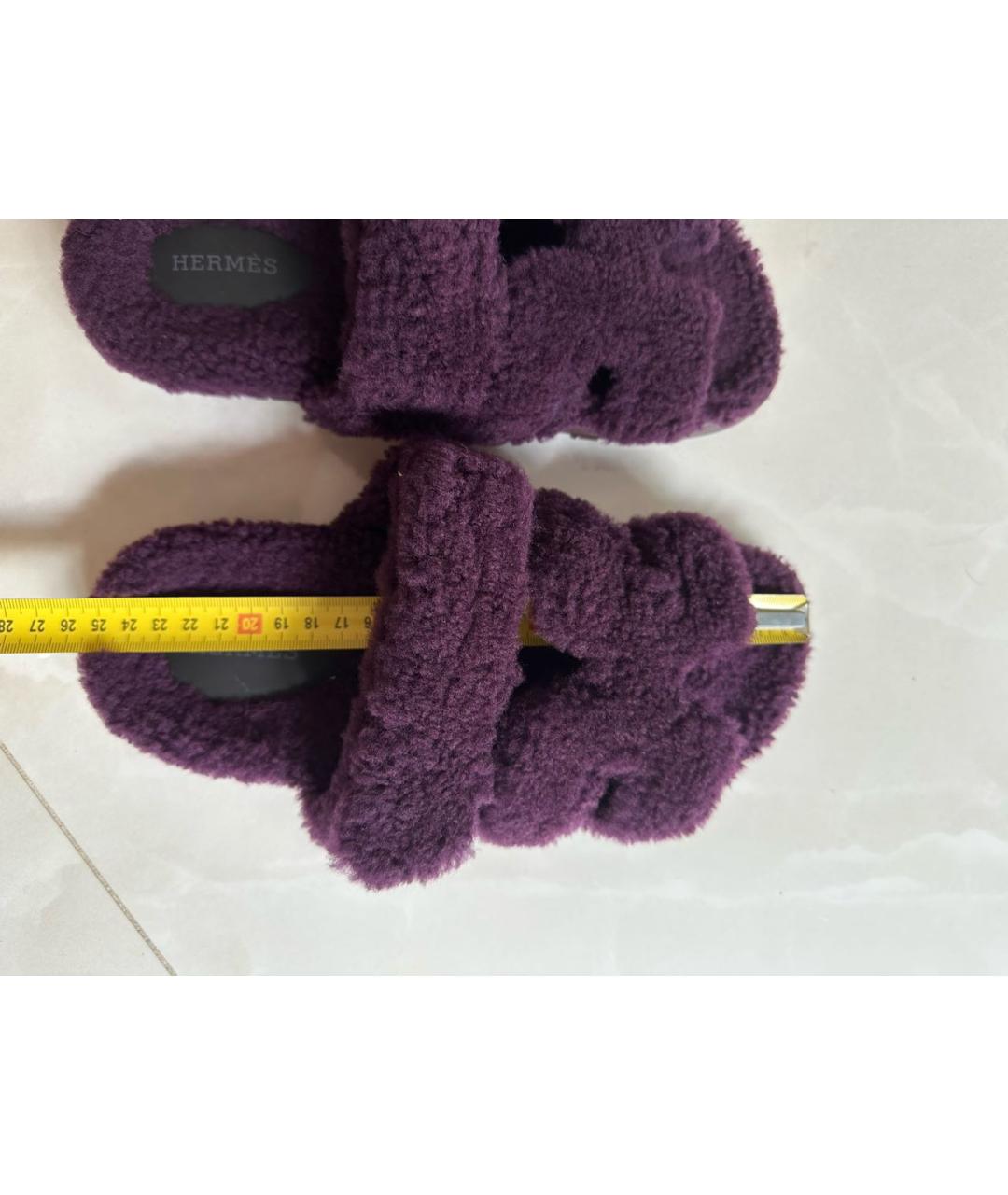 HERMES Фиолетовые шлепанцы, фото 6