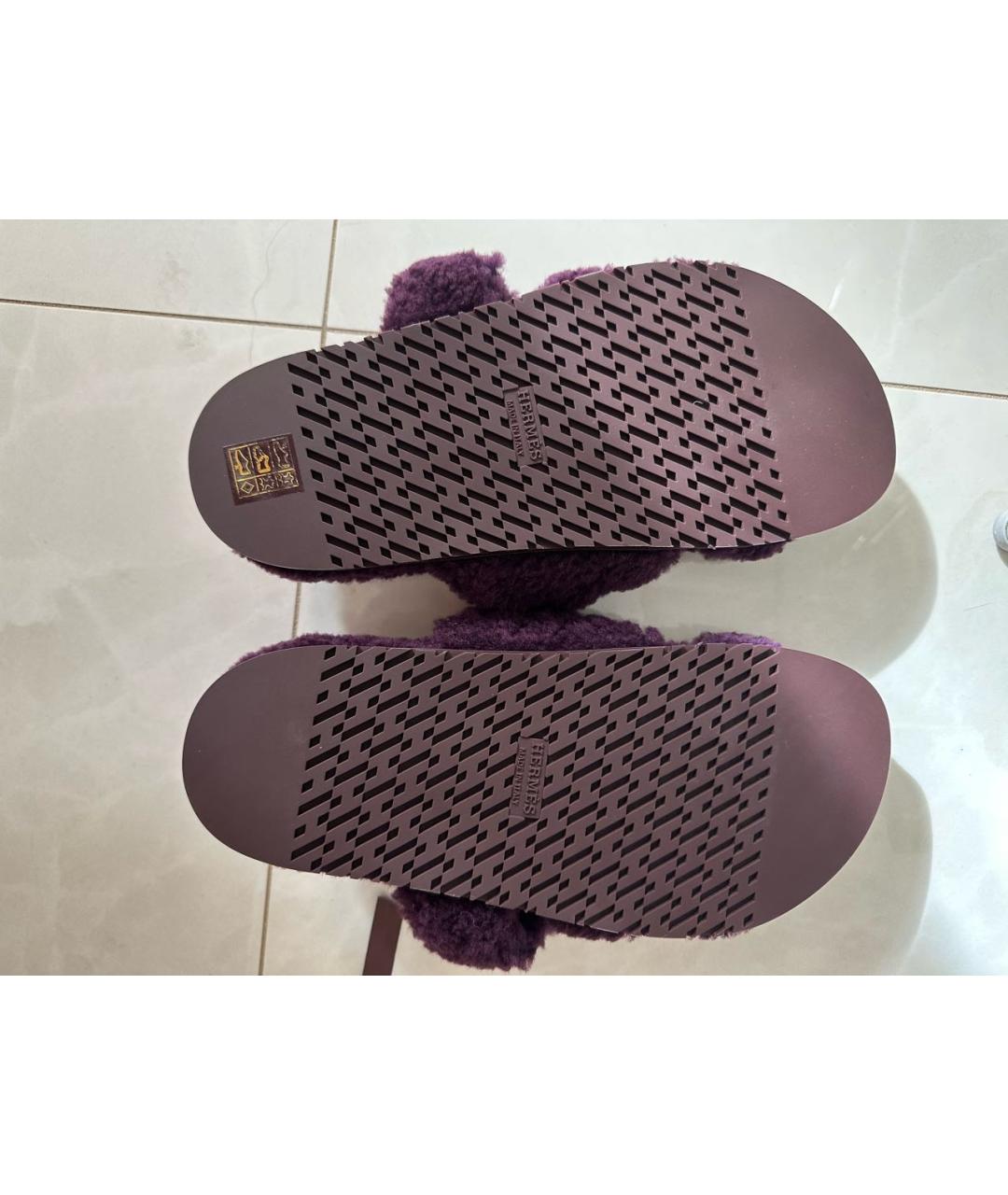 HERMES Фиолетовые шлепанцы, фото 5
