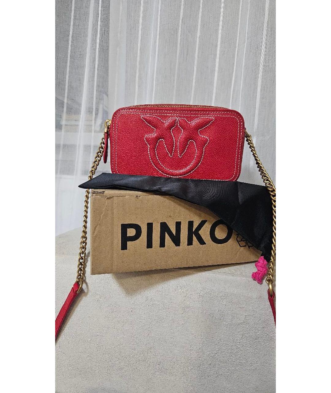 PINKO Красная кожаная сумка через плечо, фото 2