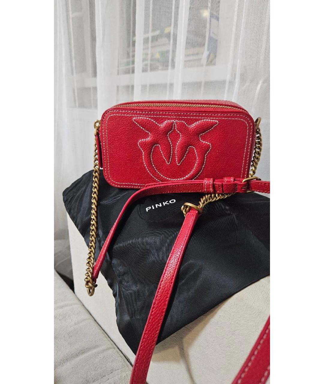 PINKO Красная кожаная сумка через плечо, фото 8