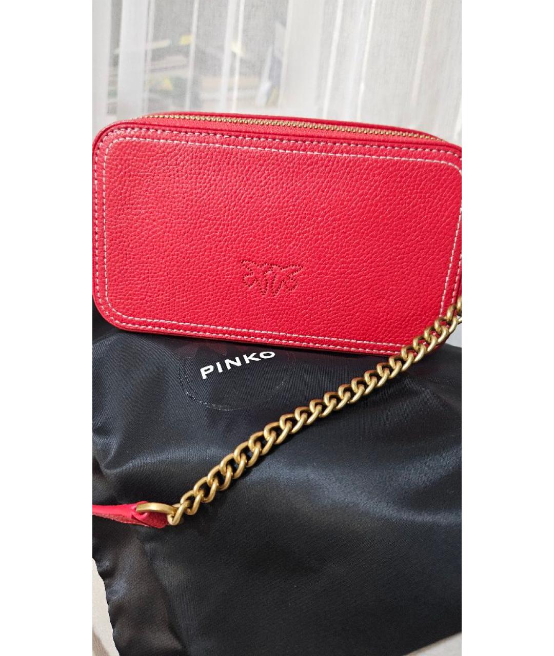 PINKO Красная кожаная сумка через плечо, фото 4