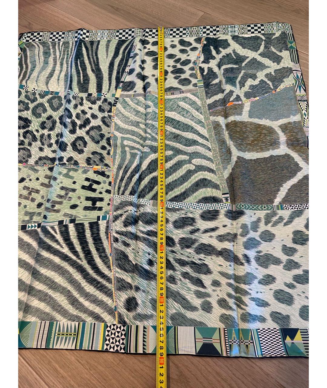 HERMES Зеленый шелковый платок, фото 5