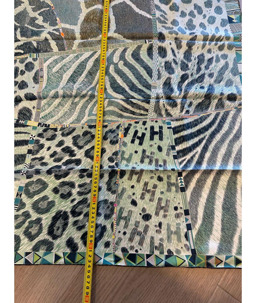 HERMES Зеленый шелковый платок, фото 4