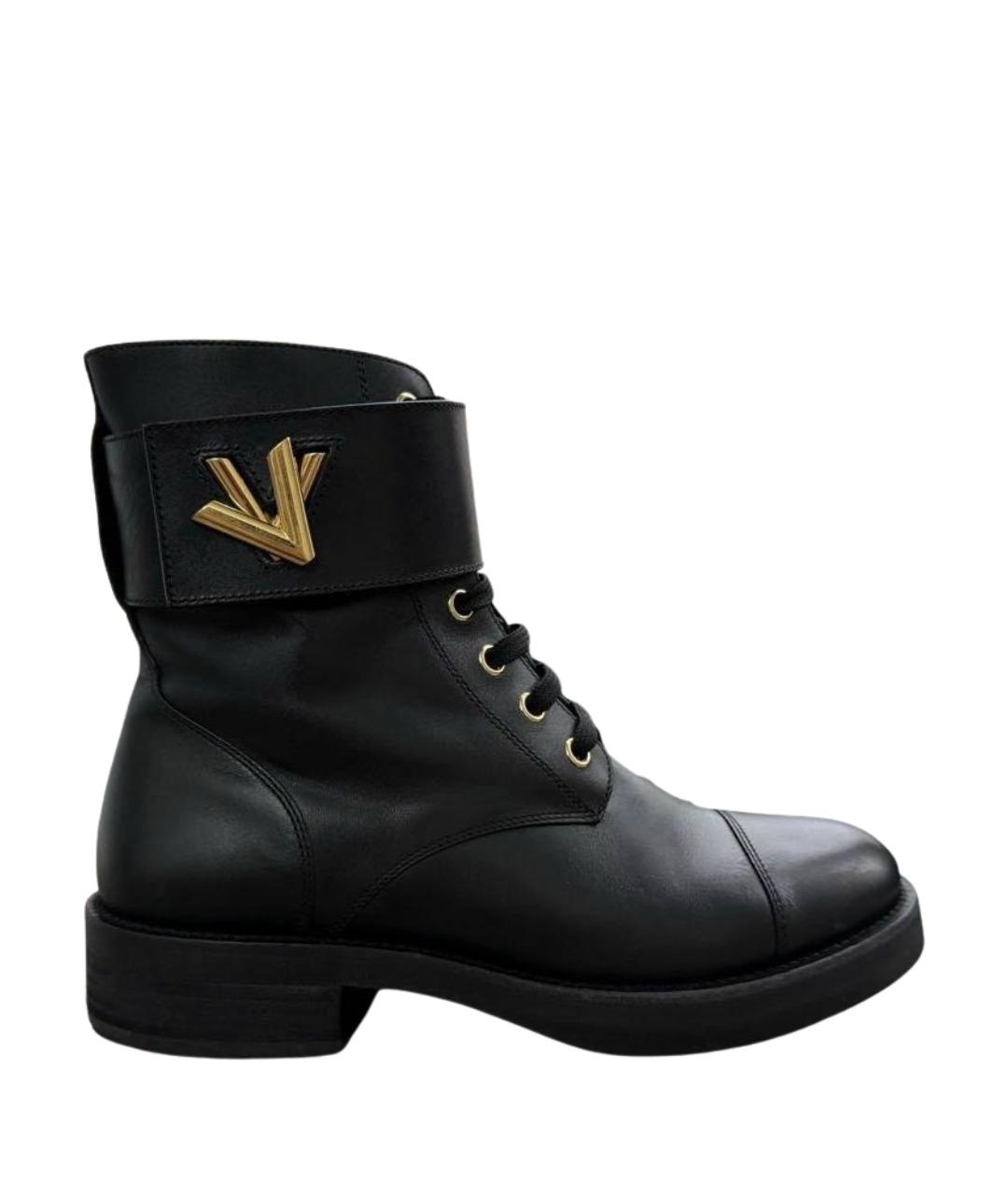 LOUIS VUITTON Черные кожаные ботинки, фото 1