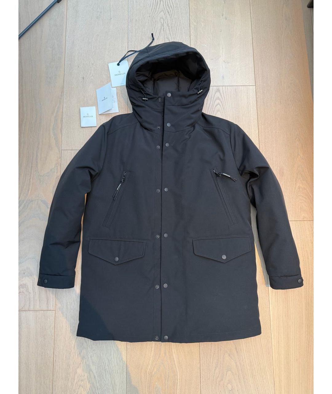 MONCLER Черный полиэстеровый пуховик, фото 2