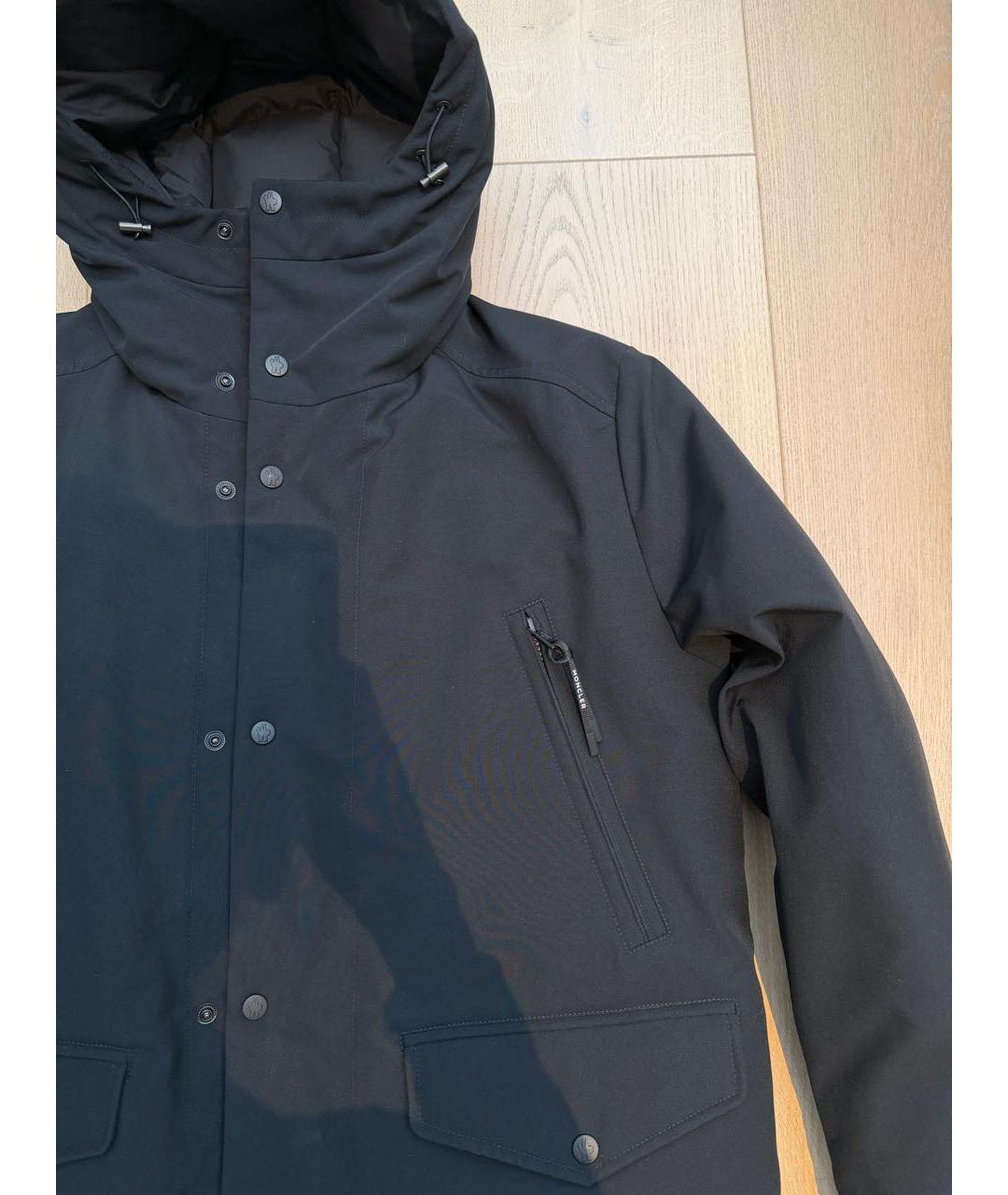 MONCLER Черный полиэстеровый пуховик, фото 3