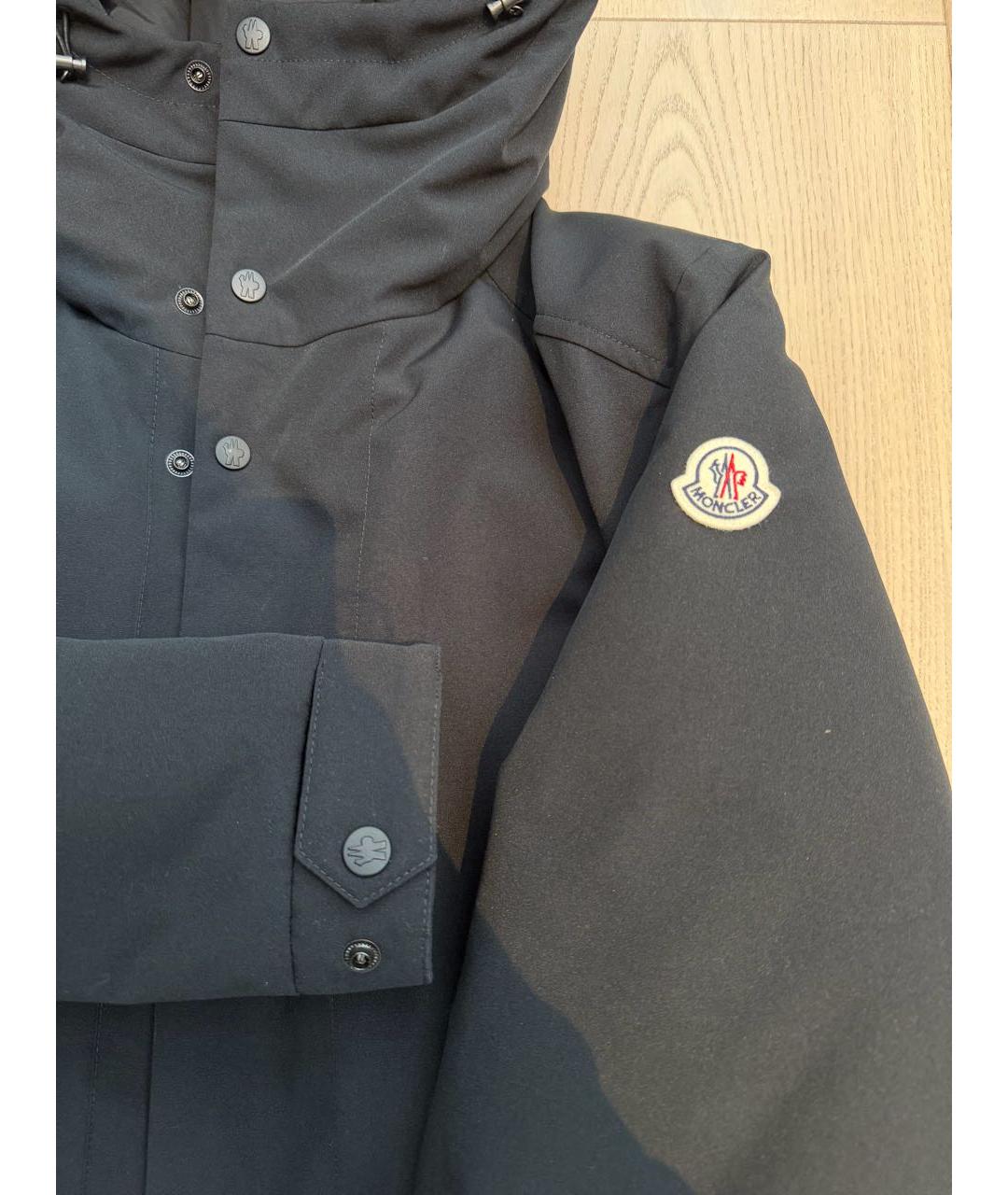 MONCLER Черный полиэстеровый пуховик, фото 4