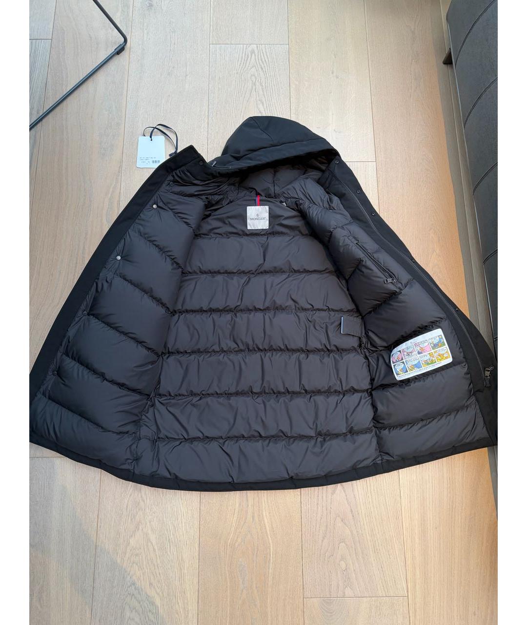 MONCLER Черный полиэстеровый пуховик, фото 5