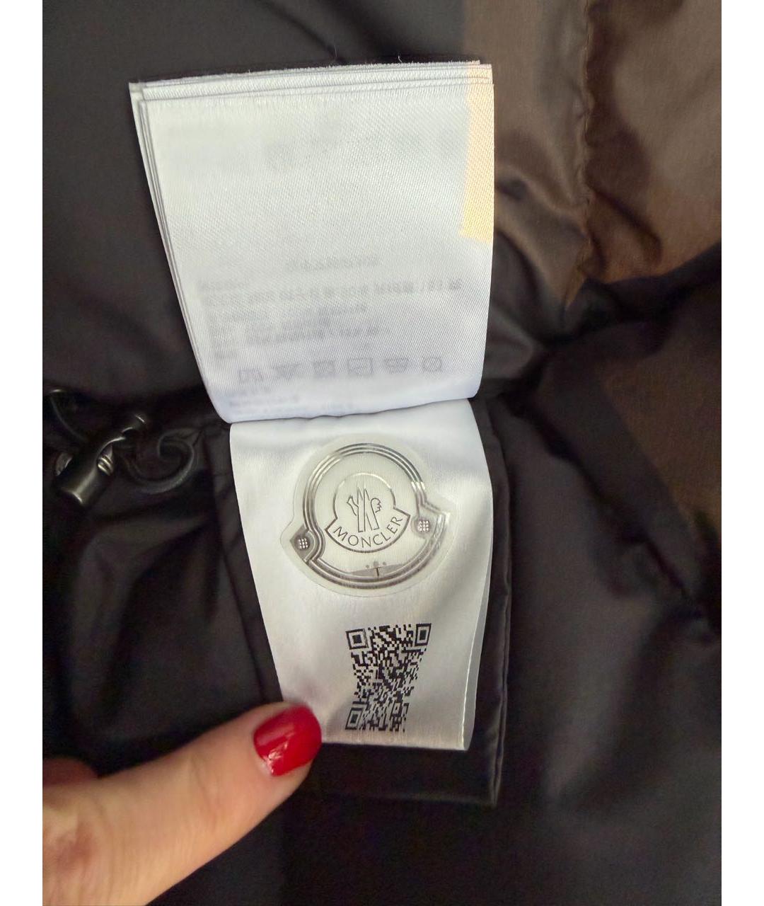 MONCLER Черный полиэстеровый пуховик, фото 6