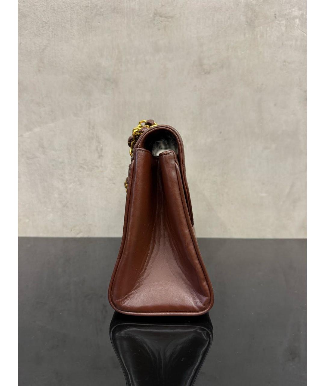 CHANEL Бордовая кожаная сумка с короткими ручками, фото 4