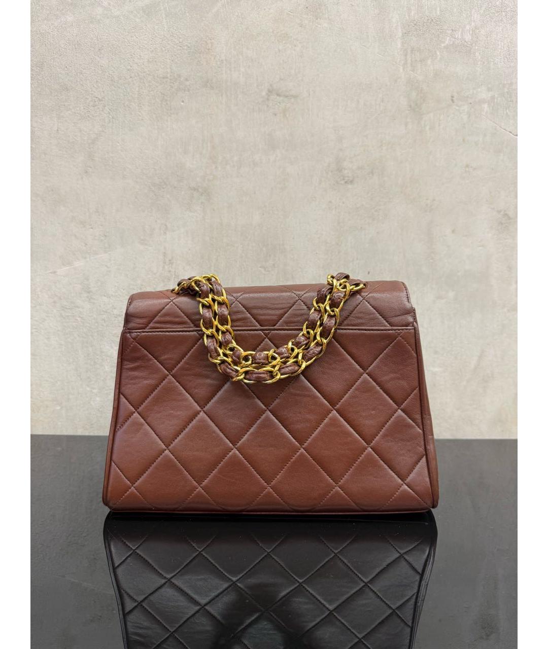 CHANEL Бордовая кожаная сумка с короткими ручками, фото 3