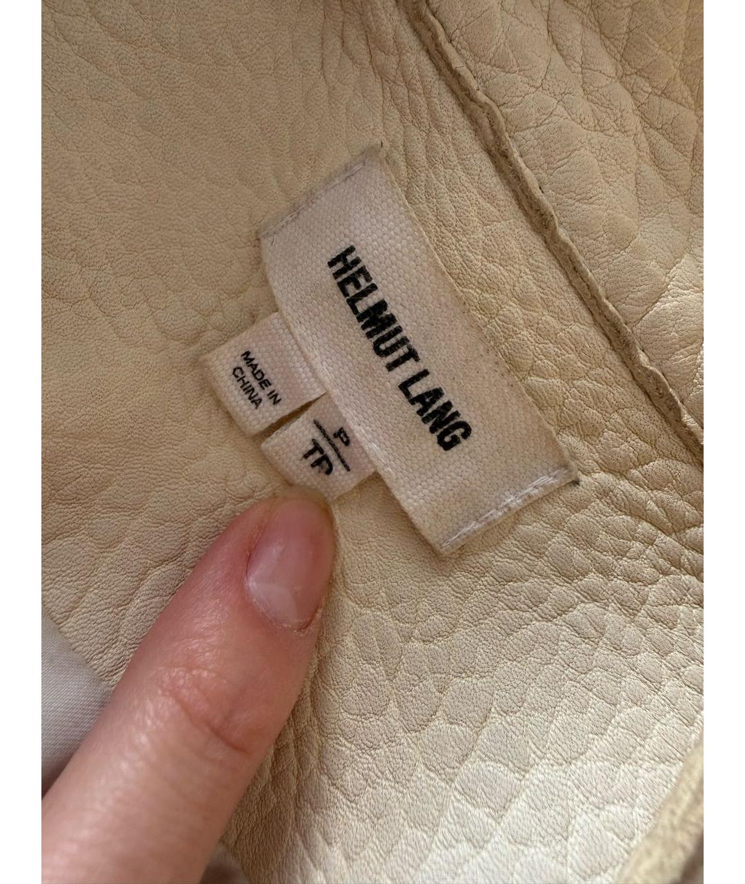 HELMUT LANG Бежевая кожаная куртка, фото 3