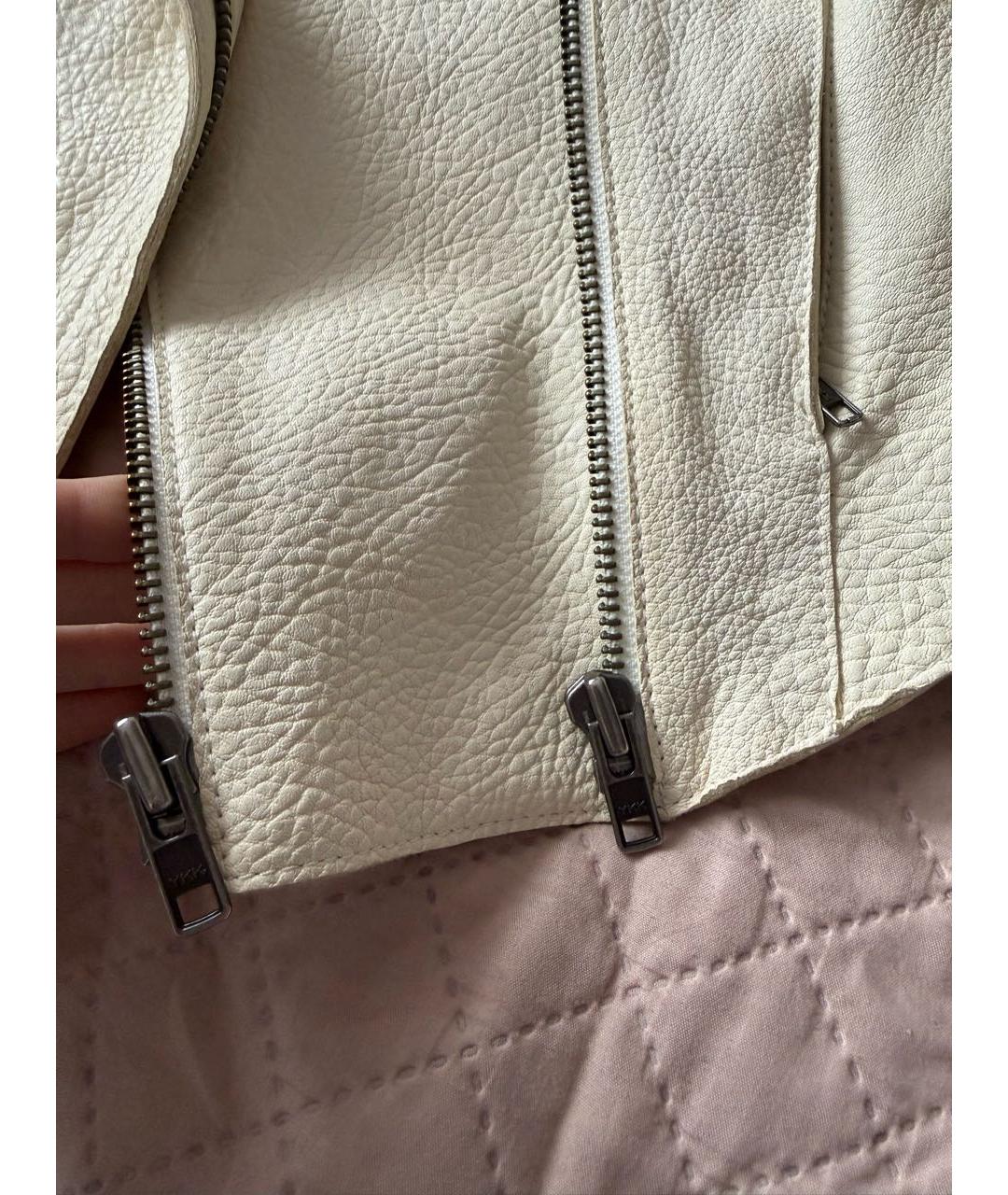 HELMUT LANG Бежевая кожаная куртка, фото 4