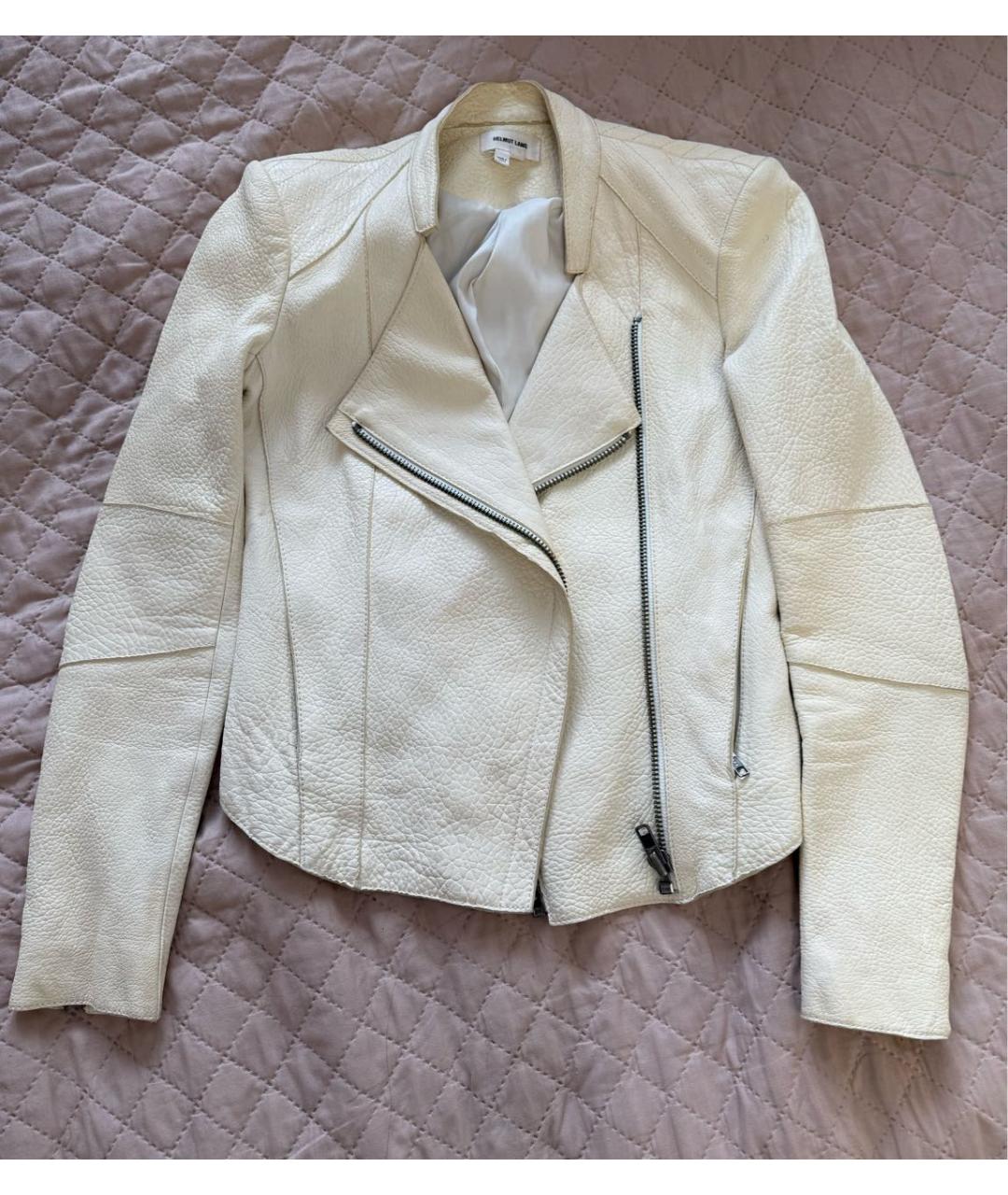 HELMUT LANG Бежевая кожаная куртка, фото 8