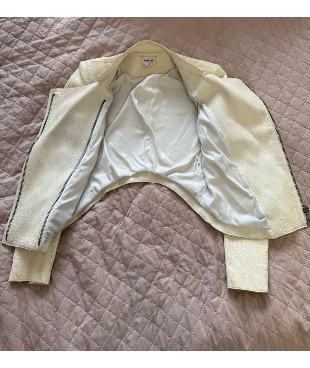 HELMUT LANG Бежевая кожаная куртка, фото 5