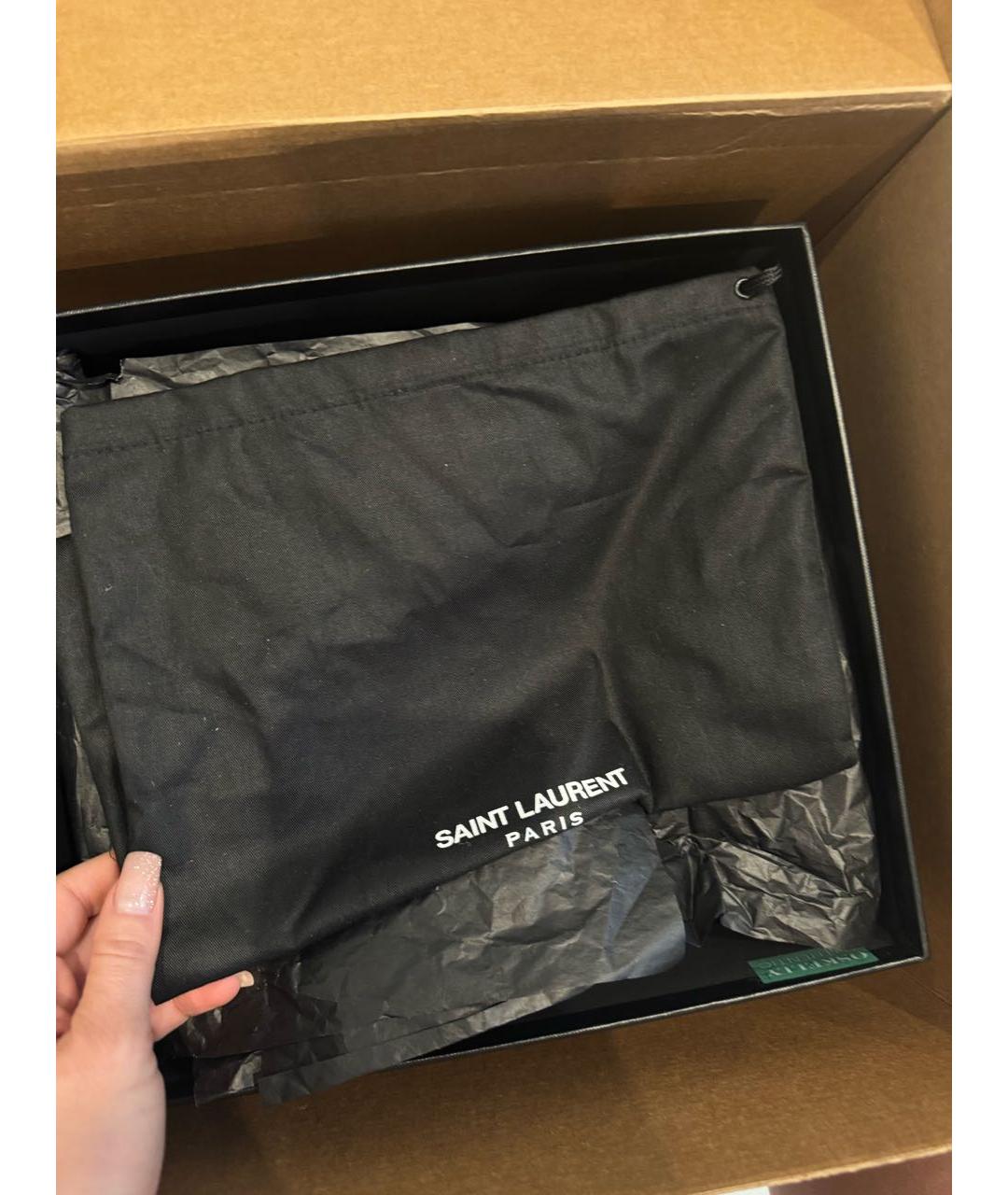 SAINT LAURENT Зеленые бархатные босоножки, фото 6