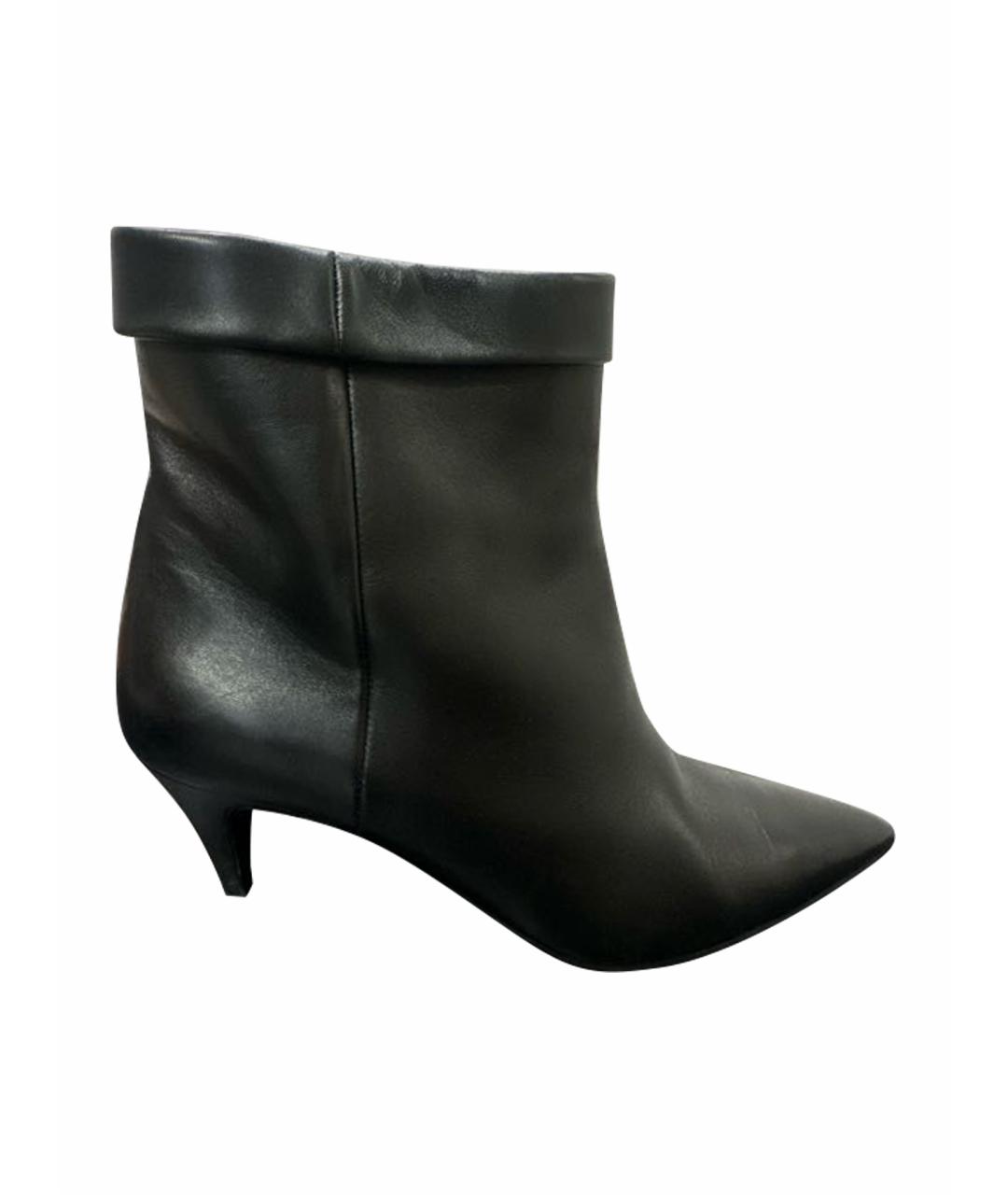 SAINT LAURENT Черные кожаные ботильоны, фото 1