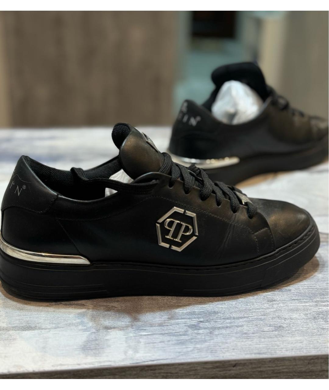 PATEK PHILIPPE Черные кожаные низкие кроссовки / кеды, фото 5