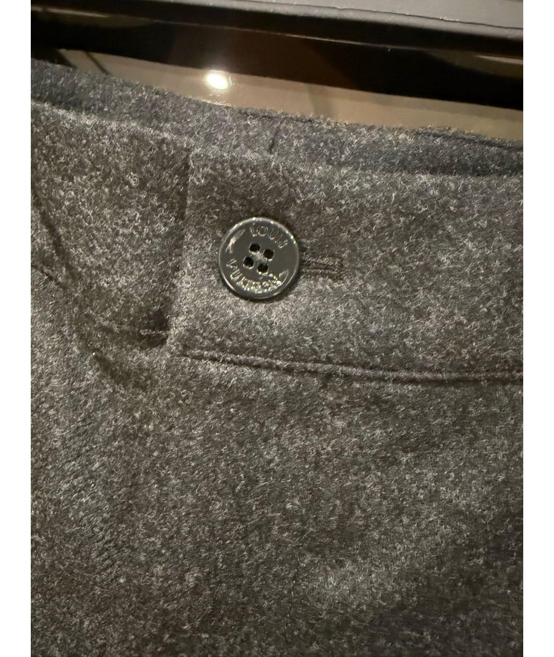 LOUIS VUITTON Серые шерстяные повседневные брюки, фото 4