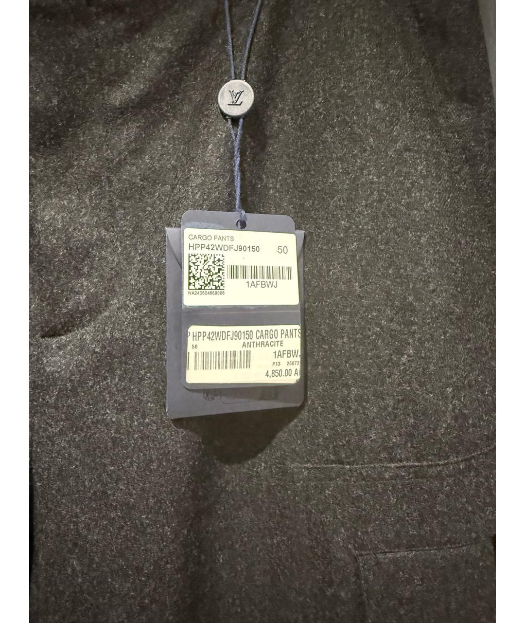 LOUIS VUITTON Серые шерстяные повседневные брюки, фото 2