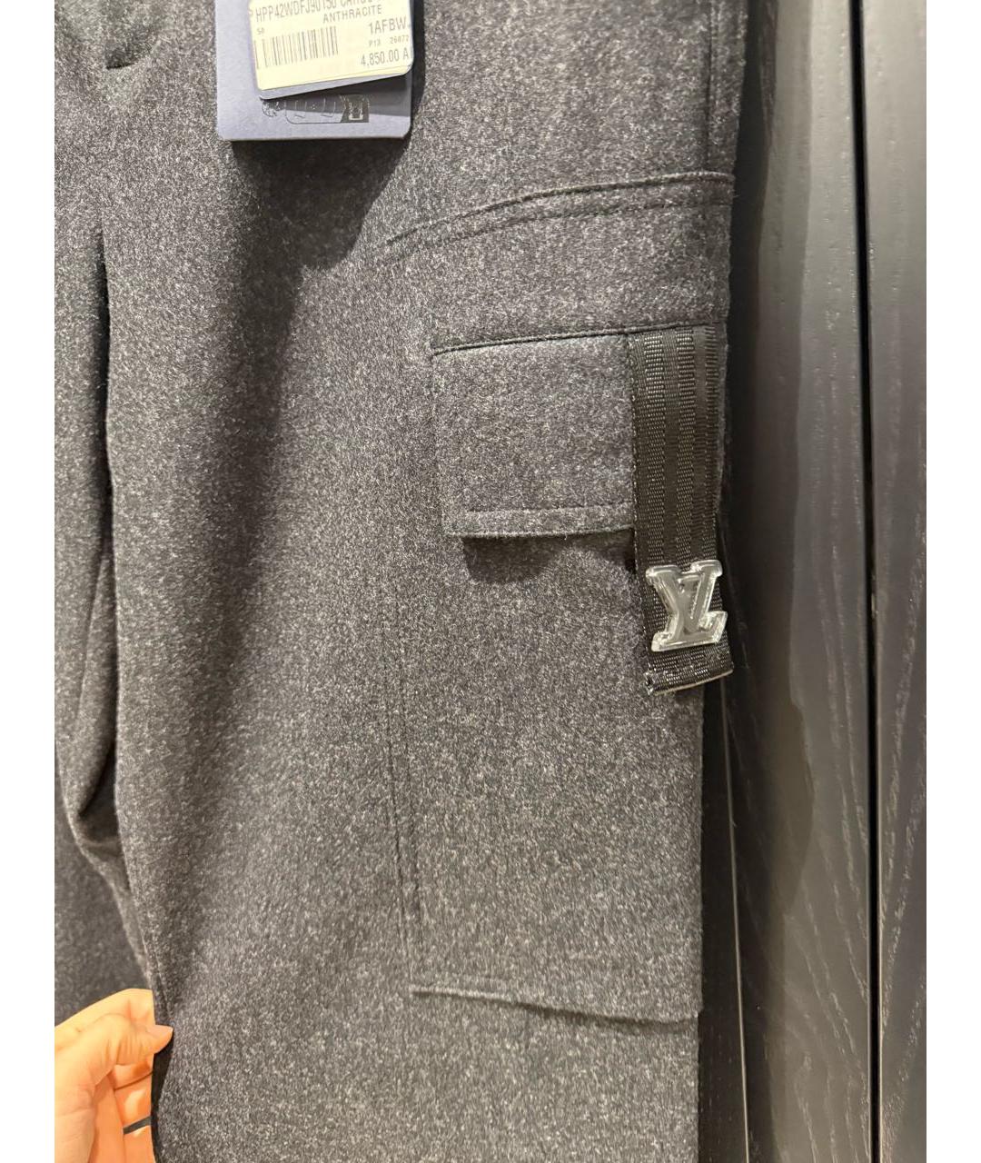 LOUIS VUITTON Серые шерстяные повседневные брюки, фото 3