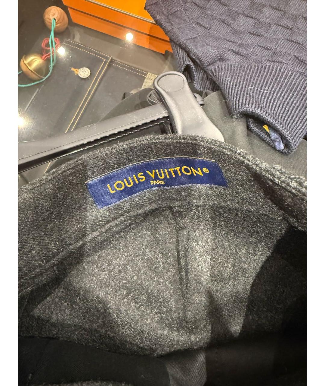 LOUIS VUITTON Серые шерстяные повседневные брюки, фото 5