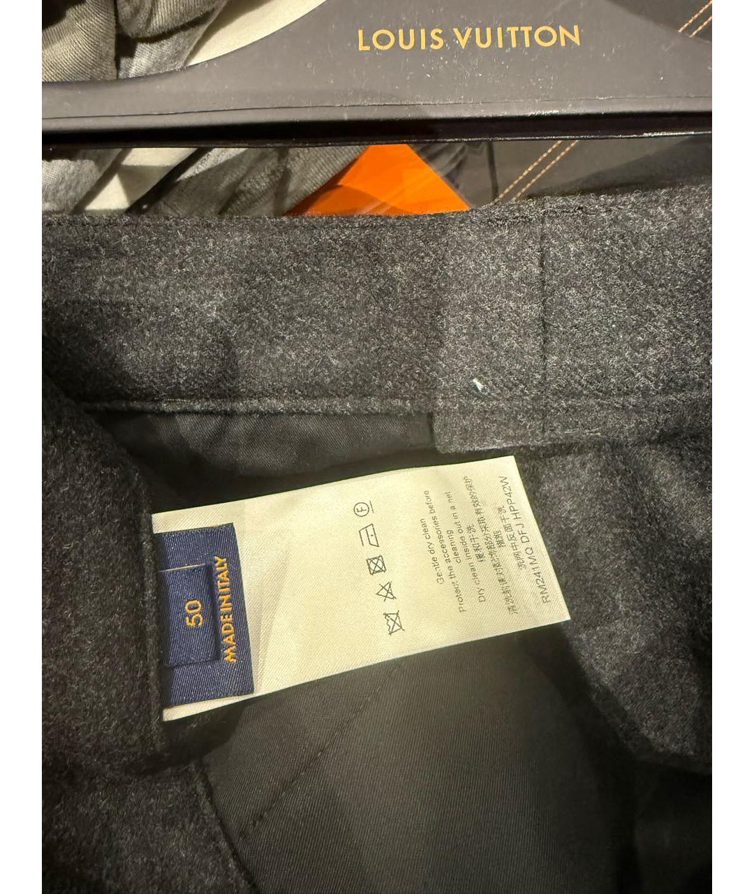 LOUIS VUITTON Серые шерстяные повседневные брюки, фото 6