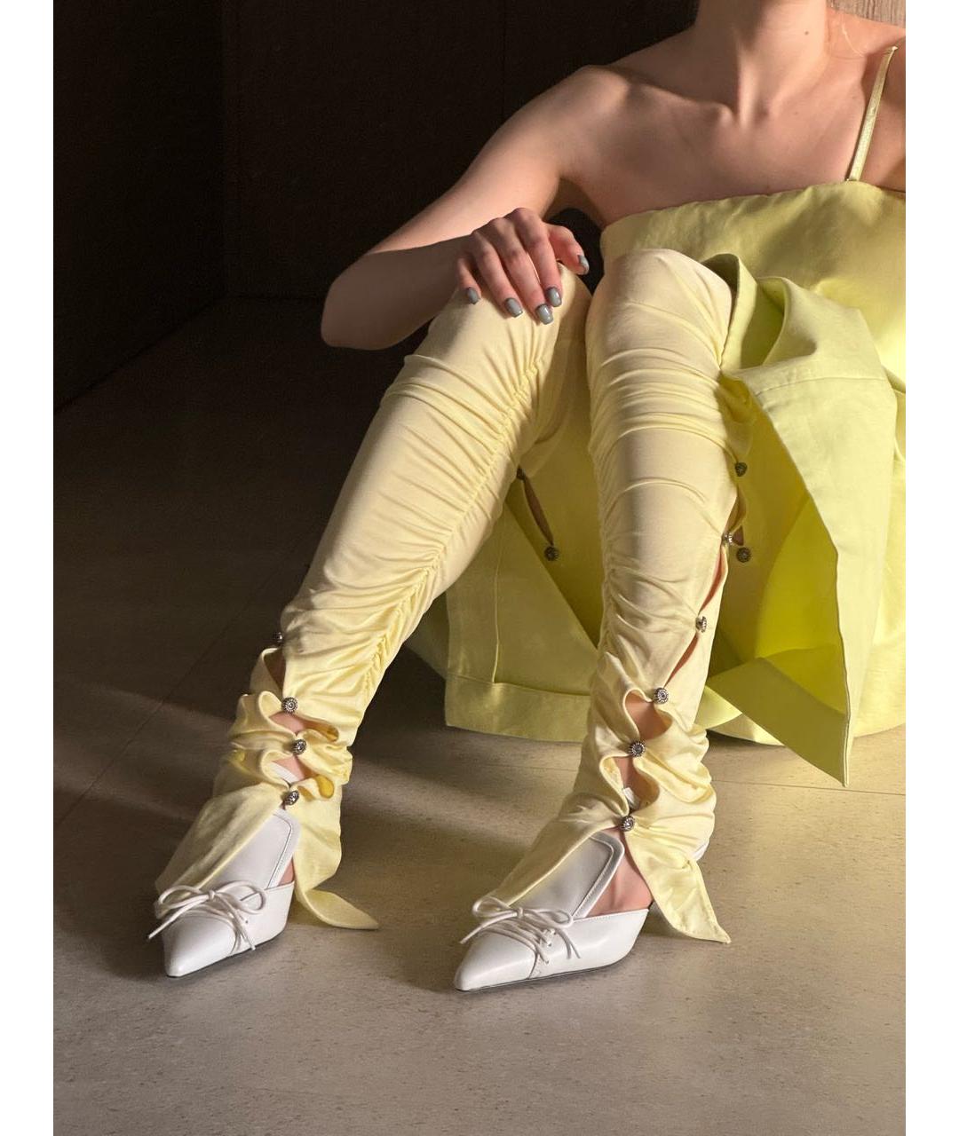 ACNE STUDIOS Желтые ацетатные леггинсы и велосипедки, фото 6