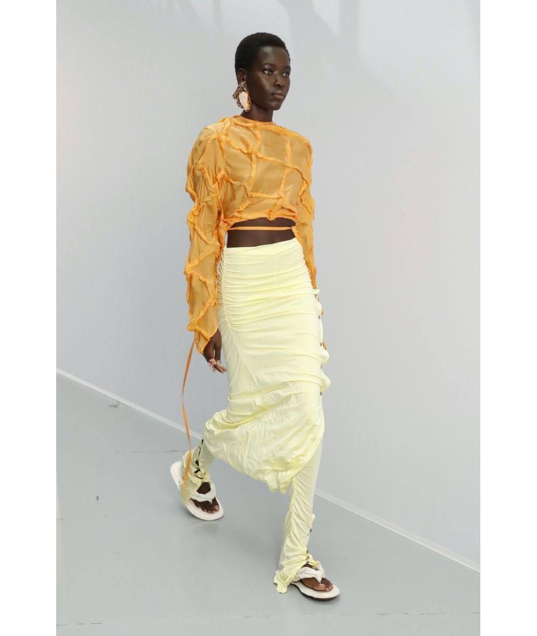 ACNE STUDIOS Желтые ацетатные леггинсы и велосипедки, фото 8