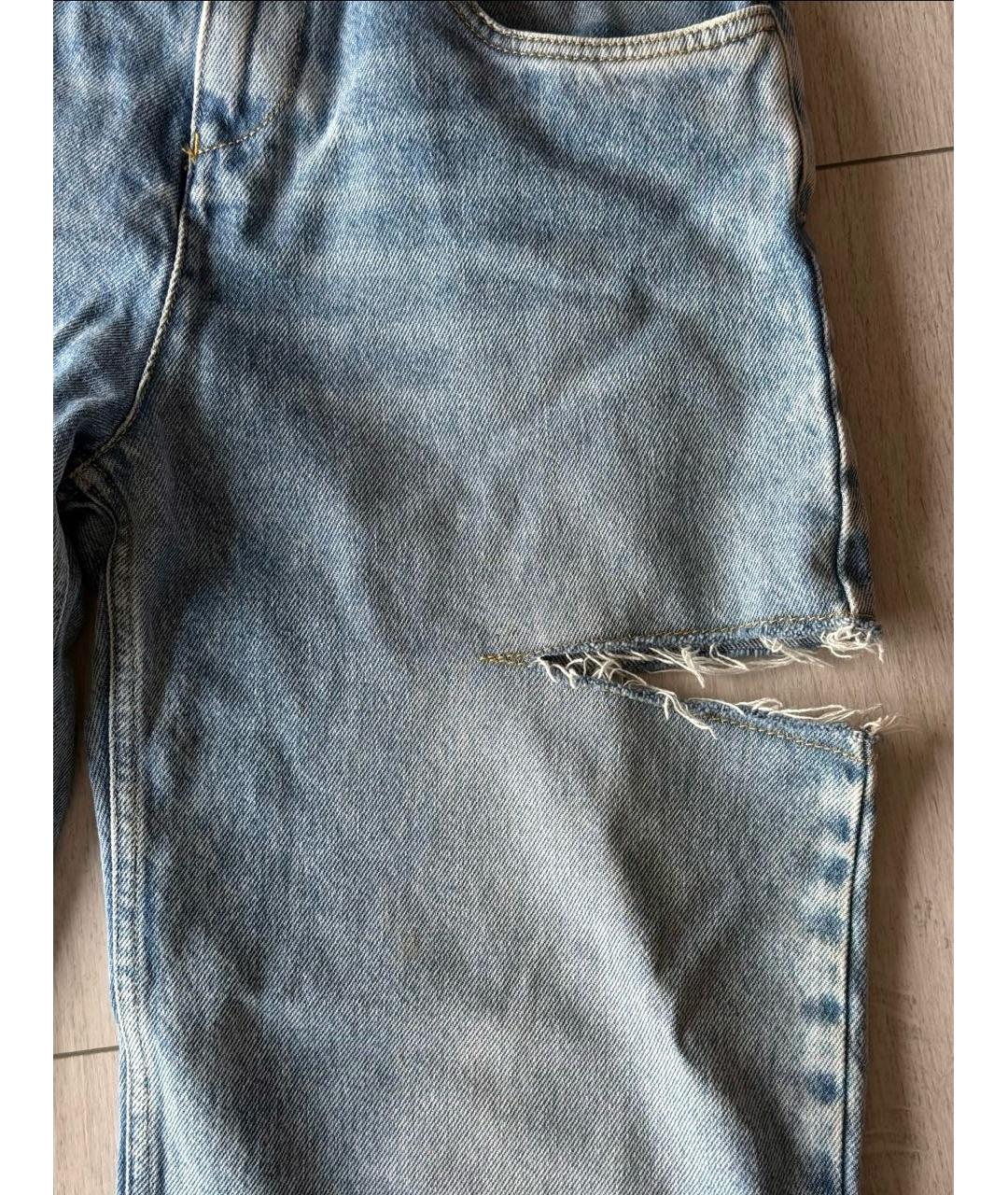 MAISON MARGIELA Голубые хлопковые прямые джинсы, фото 2