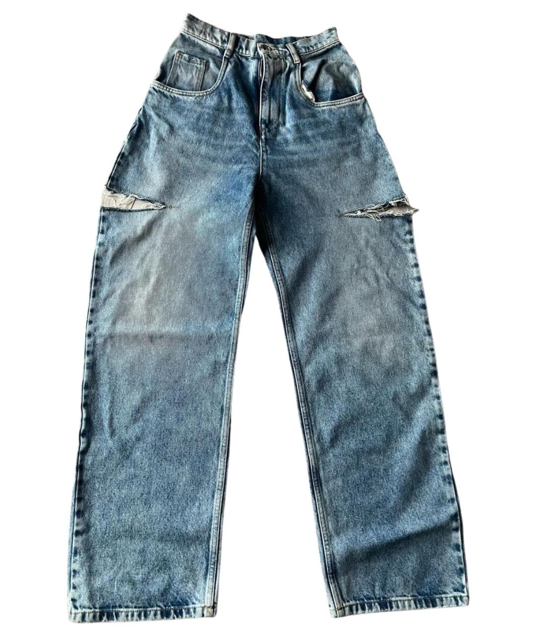 MAISON MARGIELA Голубые хлопковые прямые джинсы, фото 1