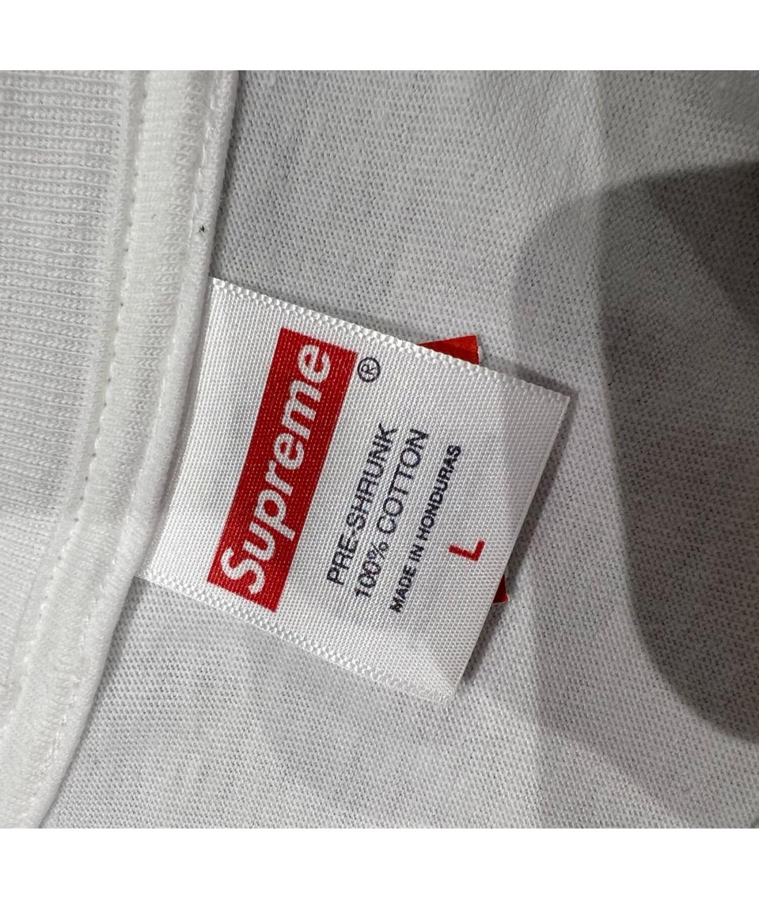 SUPREME Белая хлопковая футболка, фото 3