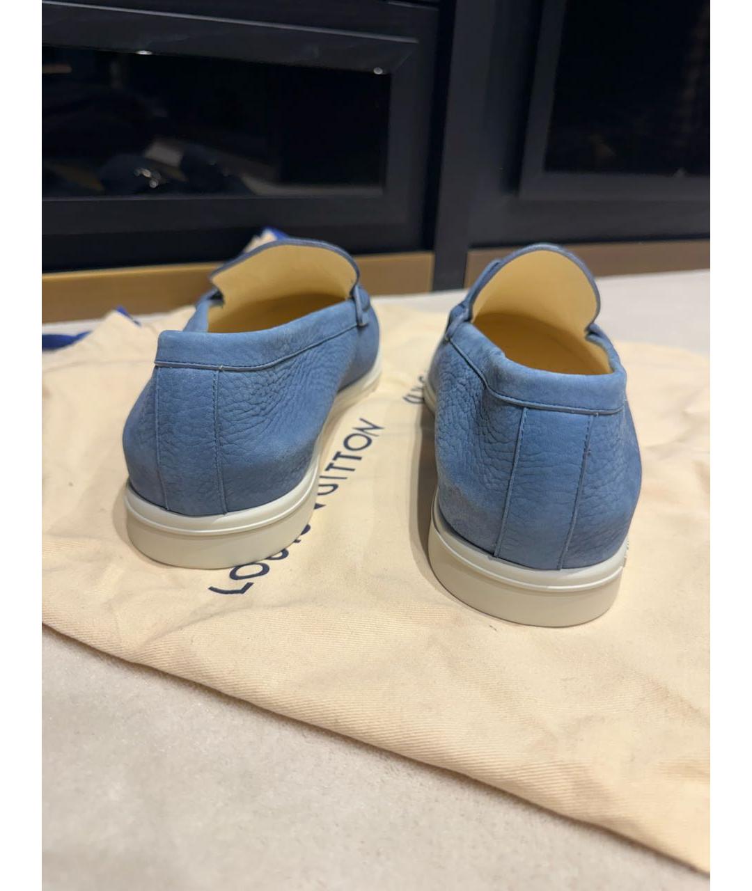LOUIS VUITTON Голубые кожаные лоферы, фото 5