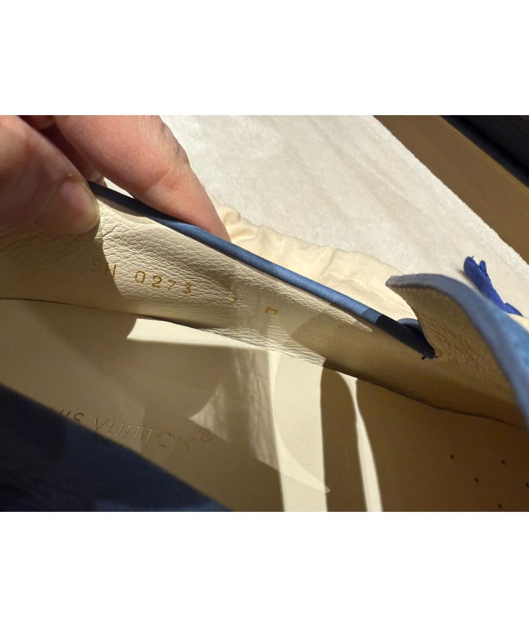 LOUIS VUITTON Голубые кожаные лоферы, фото 6