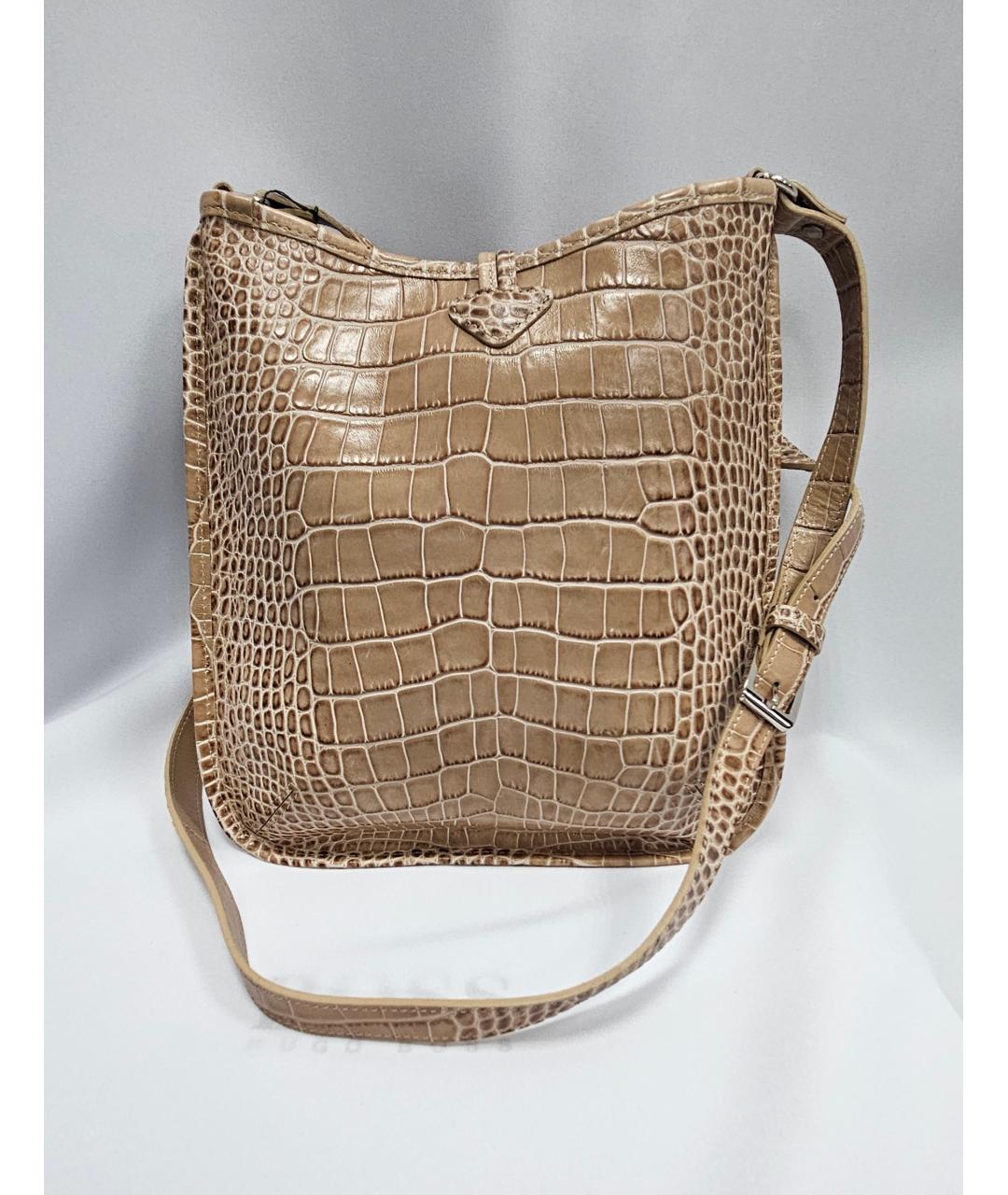 LONGCHAMP Бежевая кожаная сумка через плечо, фото 3