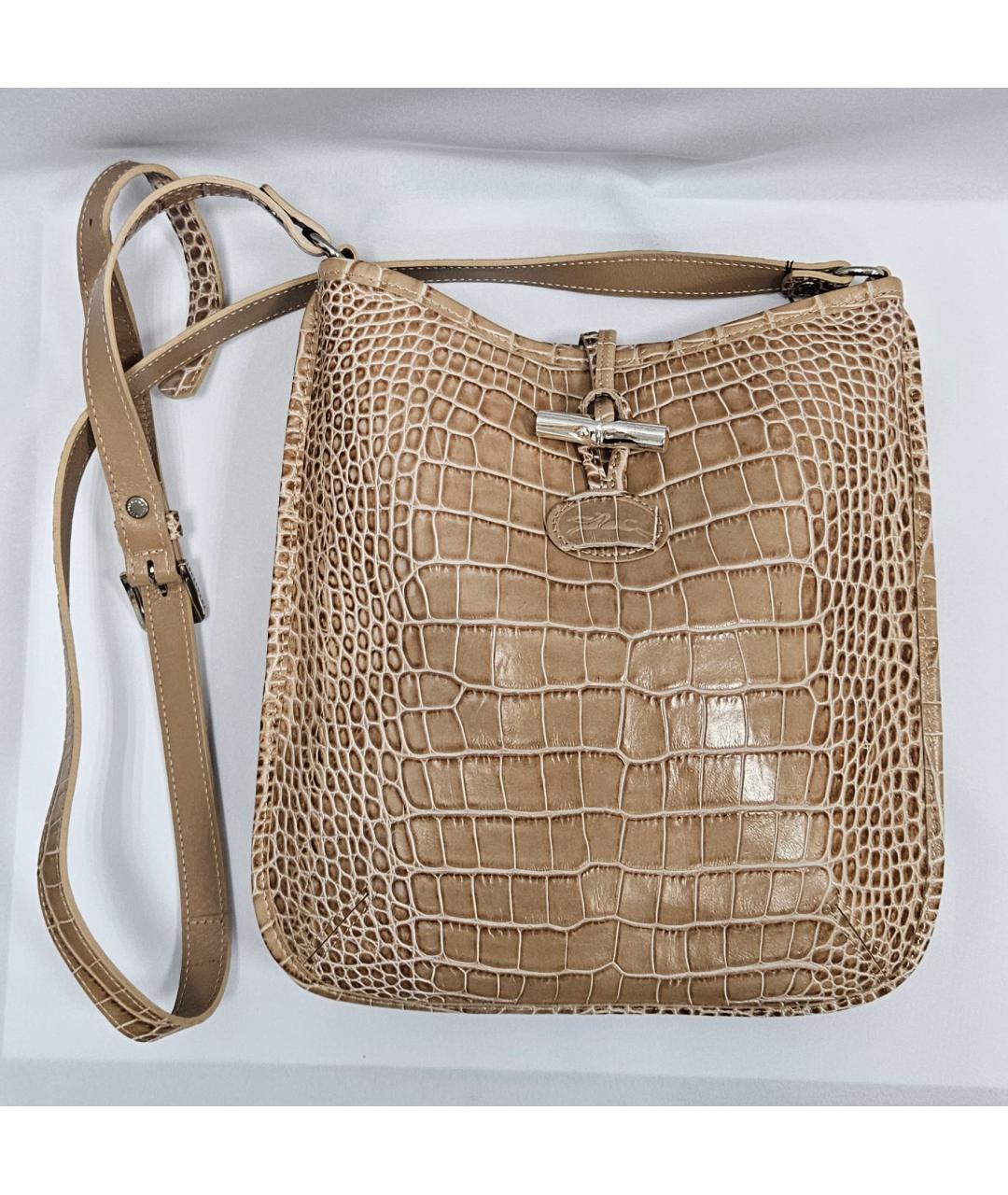 LONGCHAMP Бежевая кожаная сумка через плечо, фото 5