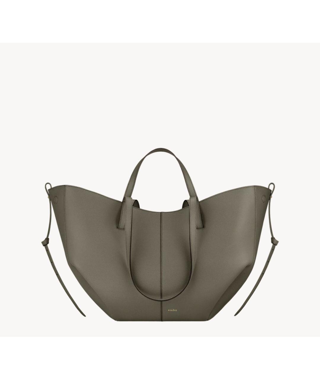 POLENE Хаки кожаная сумка тоут, фото 5