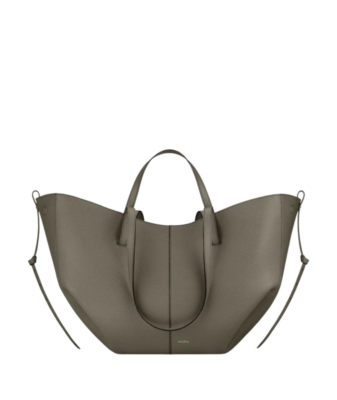 POLENE Хаки кожаная сумка тоут, фото 1