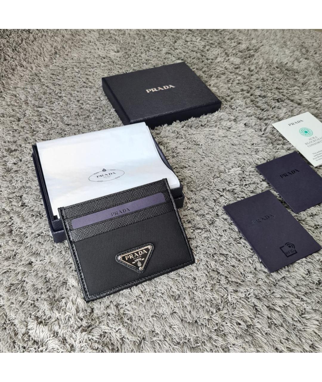 PRADA Черная кожаная визитница, фото 2