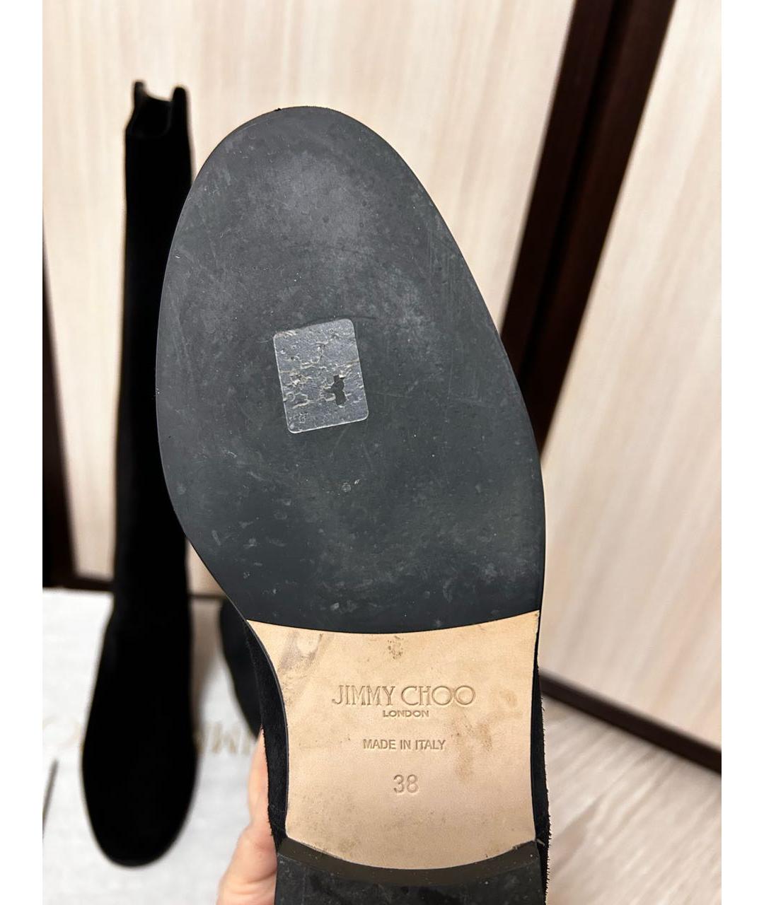 JIMMY CHOO Черные замшевые ботфорты, фото 5